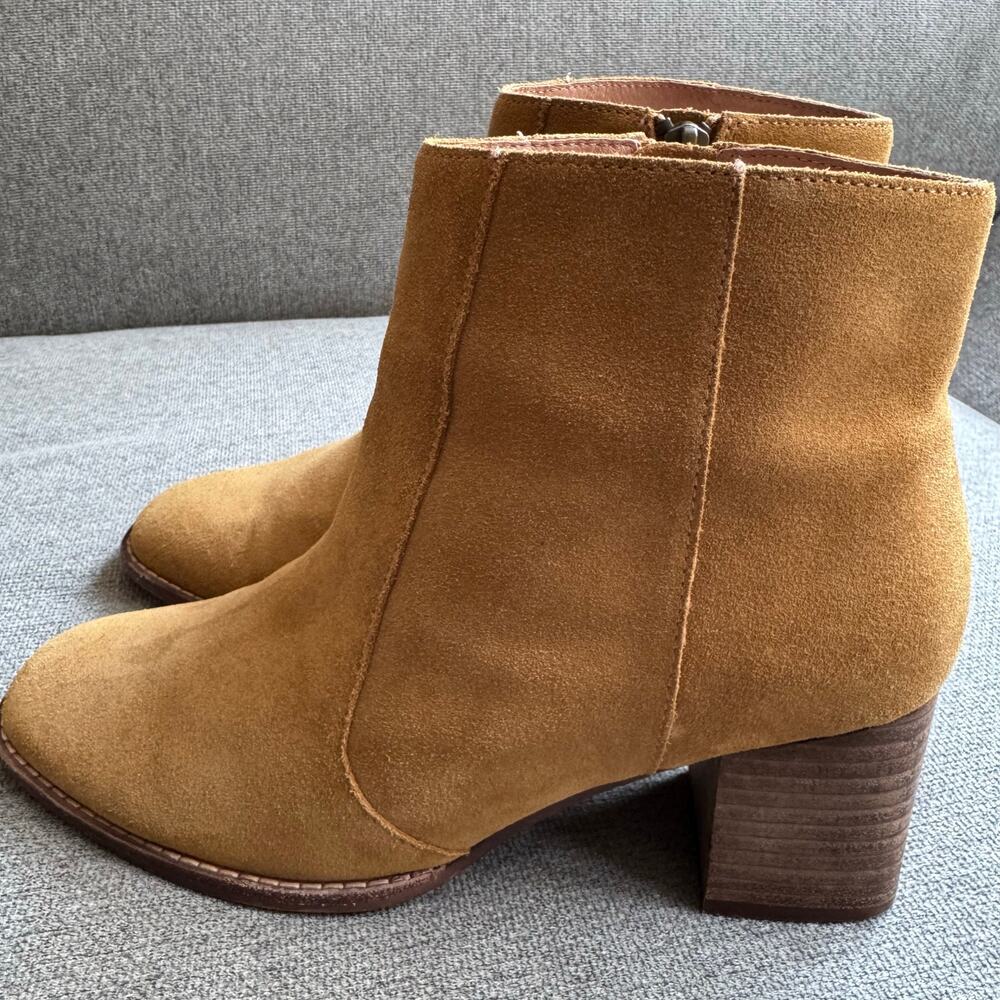 Madewell Chelsea Boot Lather Brown Tan Suede Block Heel Women’s Sz 8.5 - Picture 4 of 12